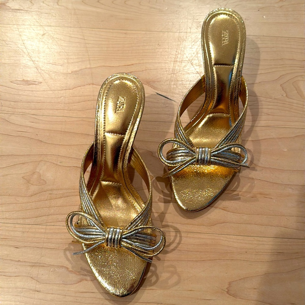 Zara Gold & Silver Bow Women's Heels